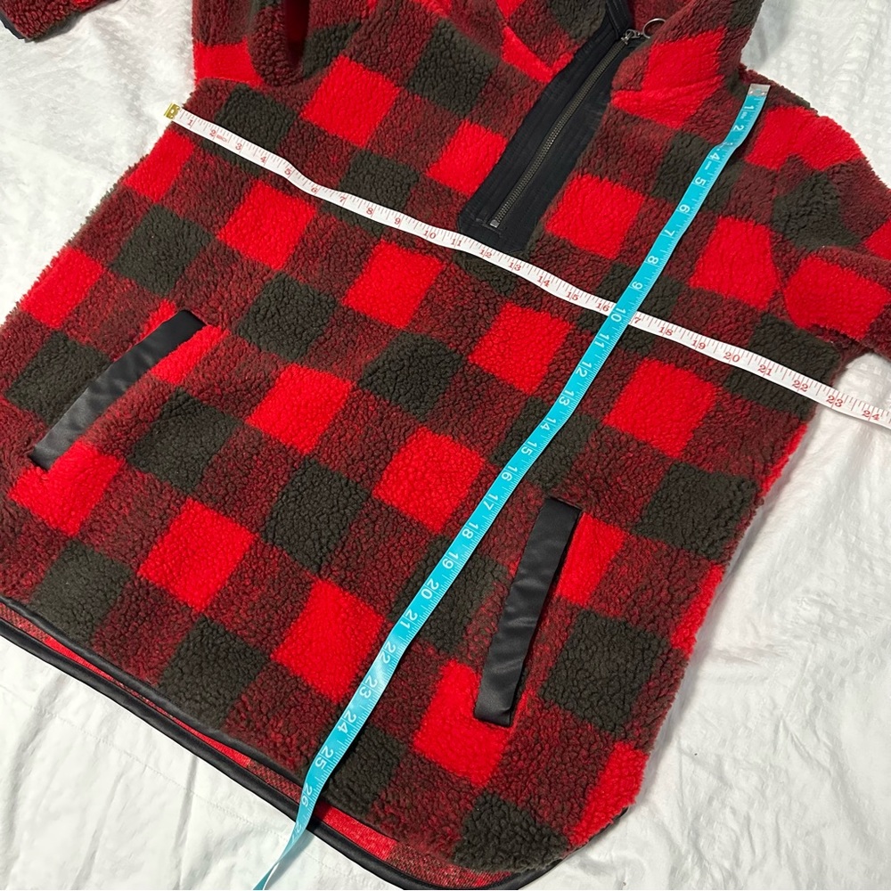 Abercrombie & Fitch buffallo plaid fleece red black size medium - Picture 8 of 11